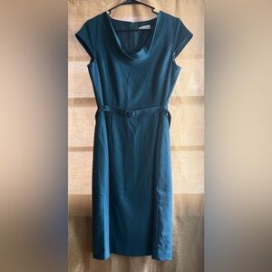 💙 Calvin Klein Teal Belted Sheath Dress – Size 6